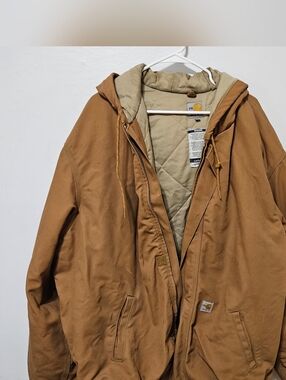 Carhartt FR Hooded Jacket Mens 3XL-Tall FRJ135 BRN Brown Flame Resistant Used